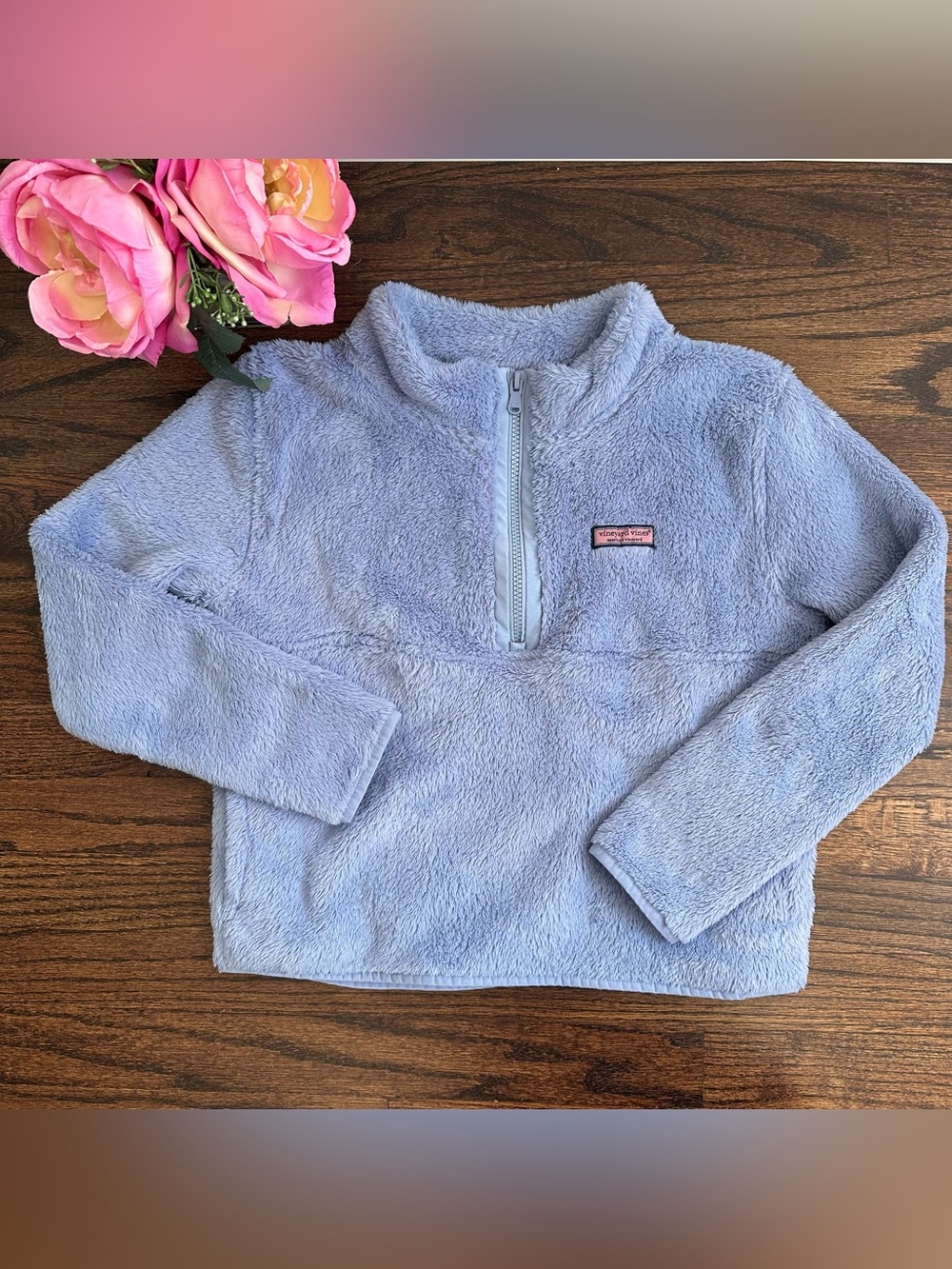 Vineyard Vines cropped teddy bear fleece pullover, size L/14